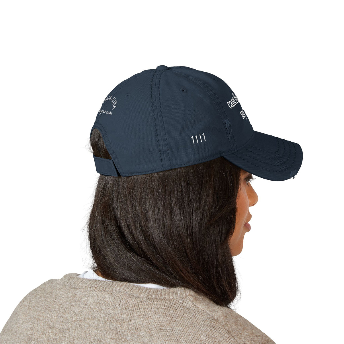 Cant fuck with my aura- 1111 Distressed Hat