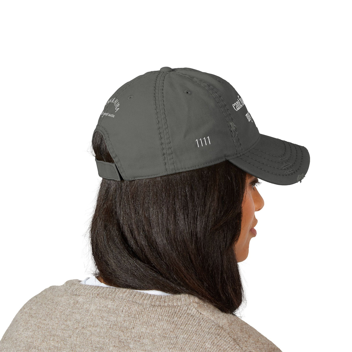Cant fuck with my aura- 1111 Distressed Hat