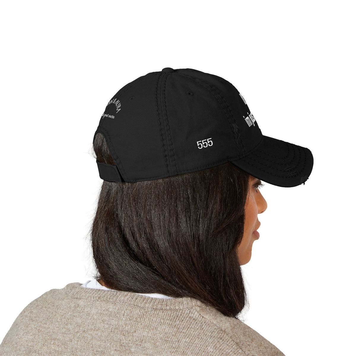 IDK im just a vibe- 555 Distressed Hat