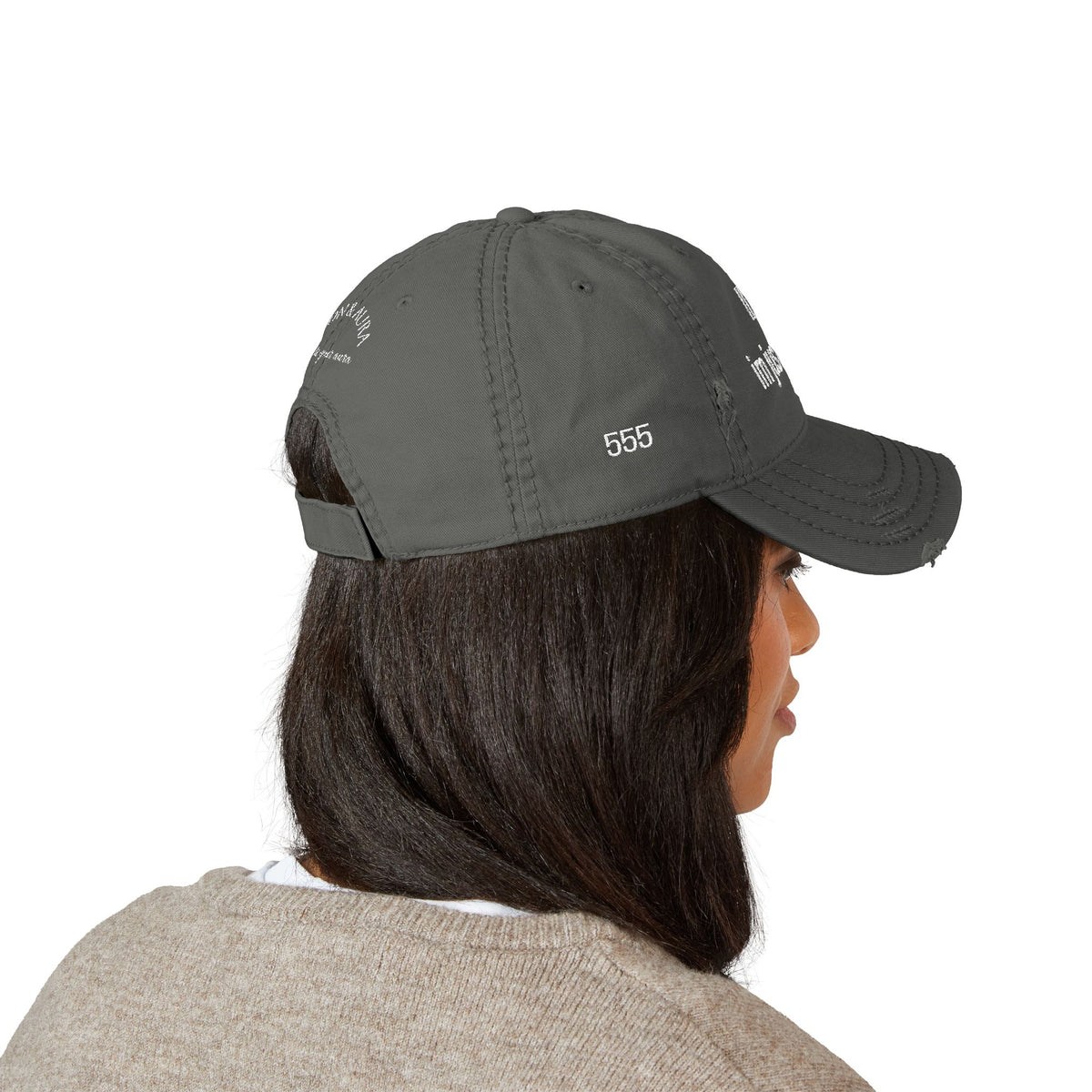 IDK im just a vibe- 555 Distressed Hat